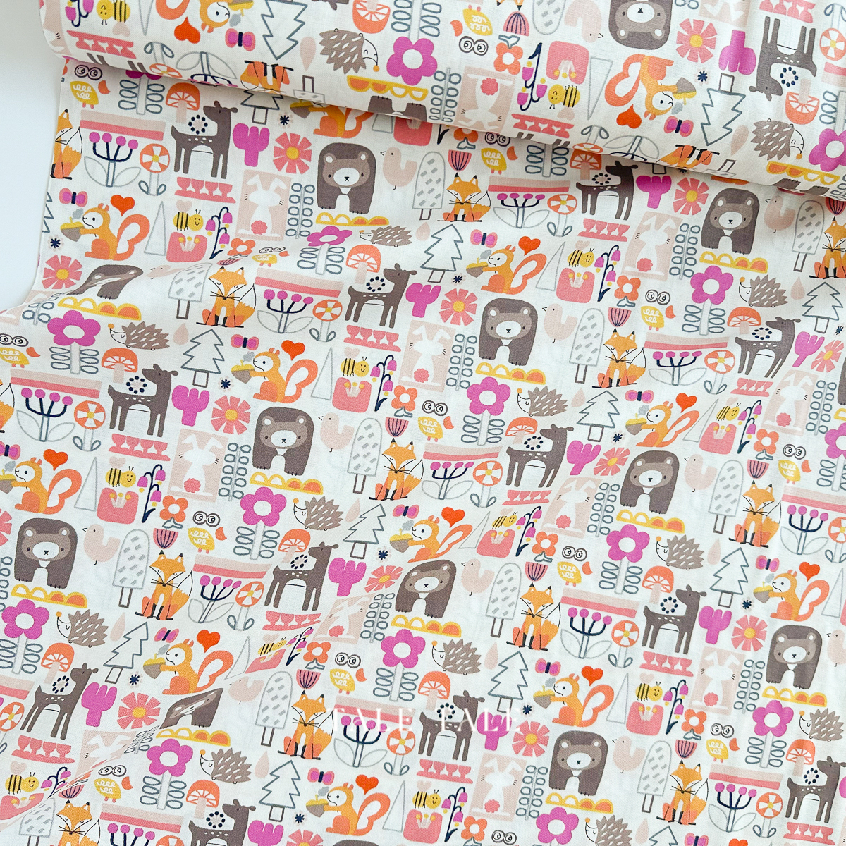 美國品牌棉布-可愛動物森林-白-HO500-WP1-1