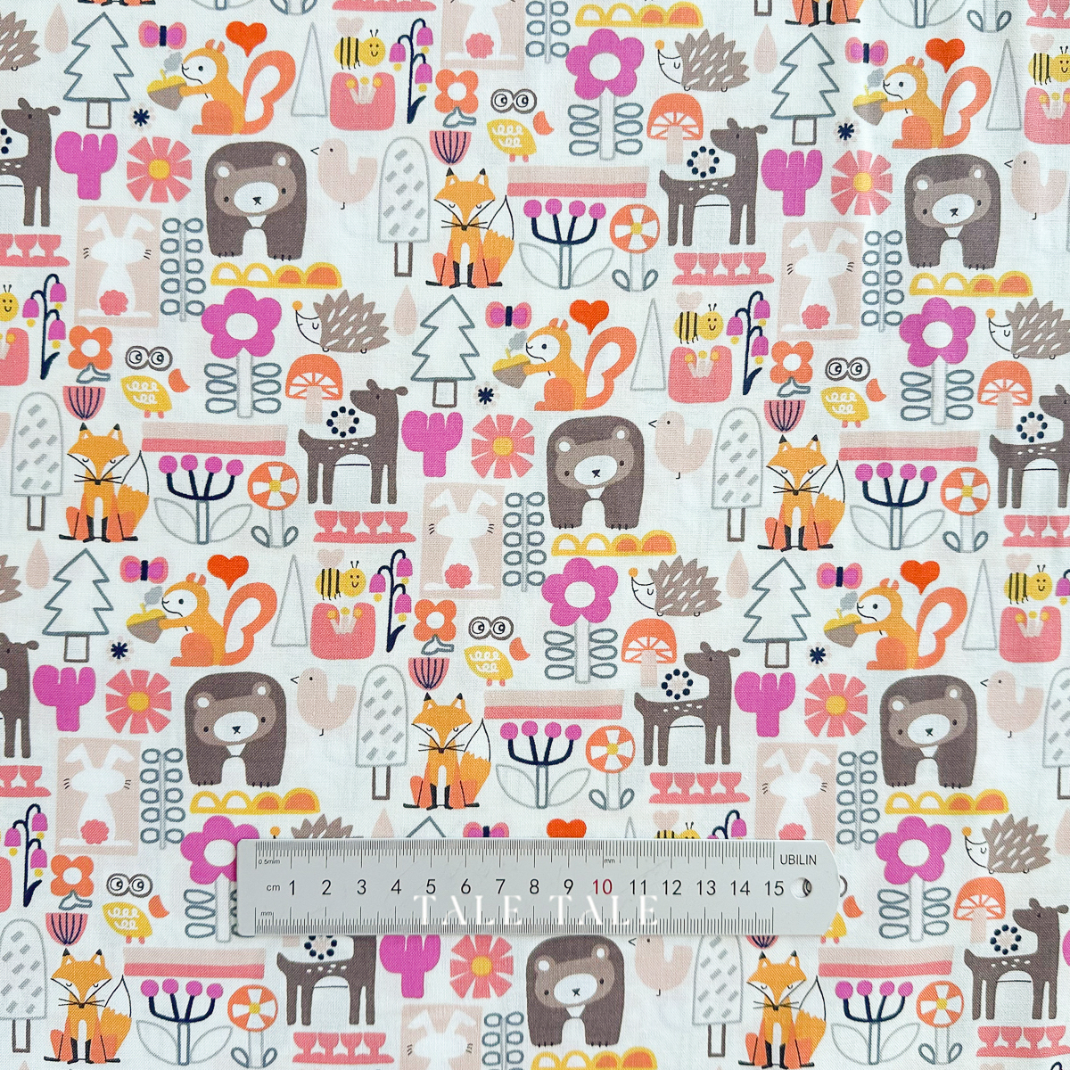 美國品牌棉布-可愛動物森林-白-HO500-WP1-5