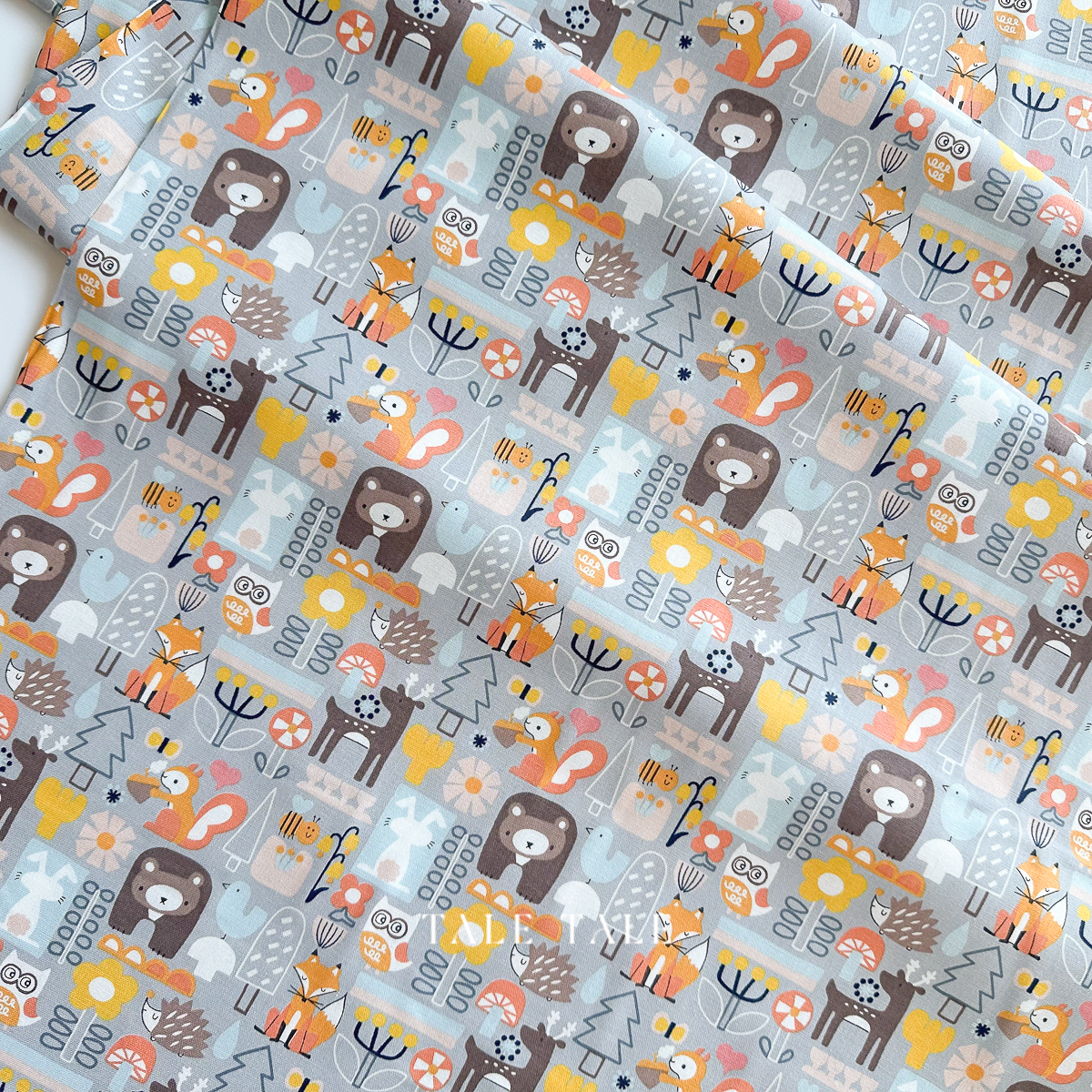 美國品牌棉布-可愛動物森林-灰-HO500-NG2-2