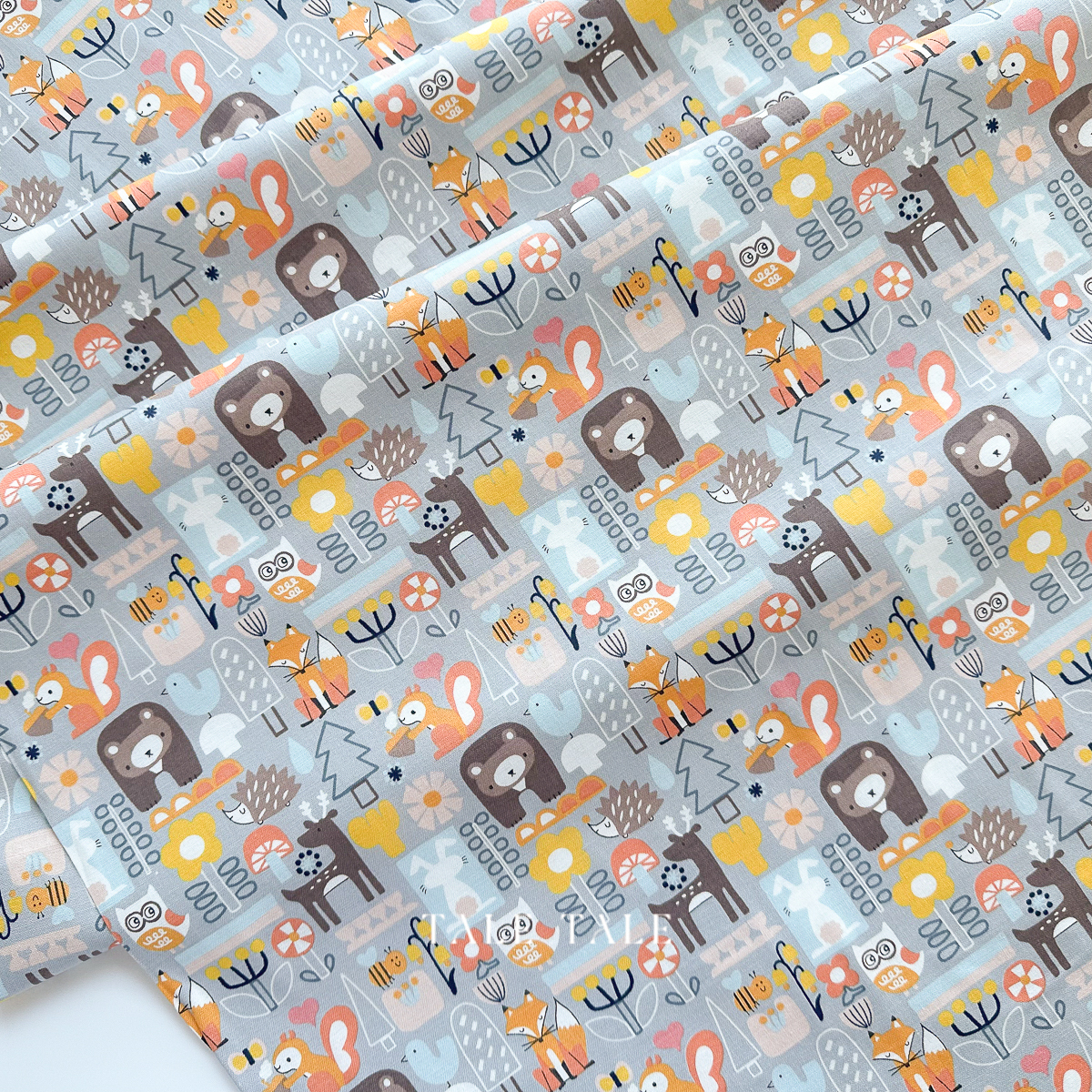 美國品牌棉布-可愛動物森林-灰-HO500-NG2-5