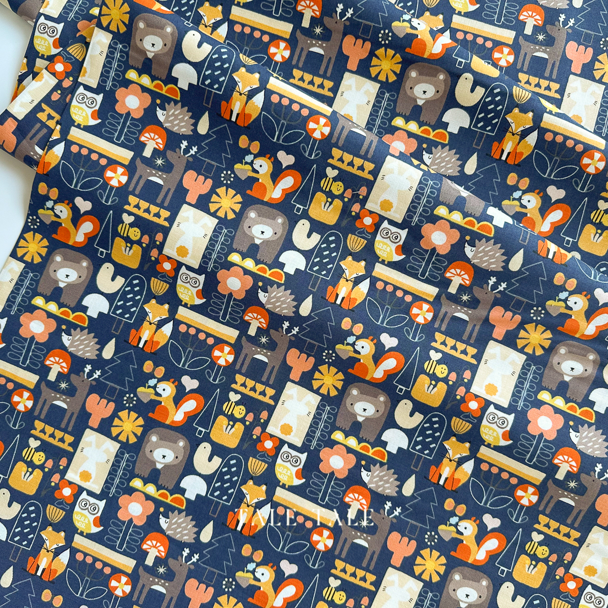 美國品牌棉布-可愛動物森林-藍-HO500-MO3-6