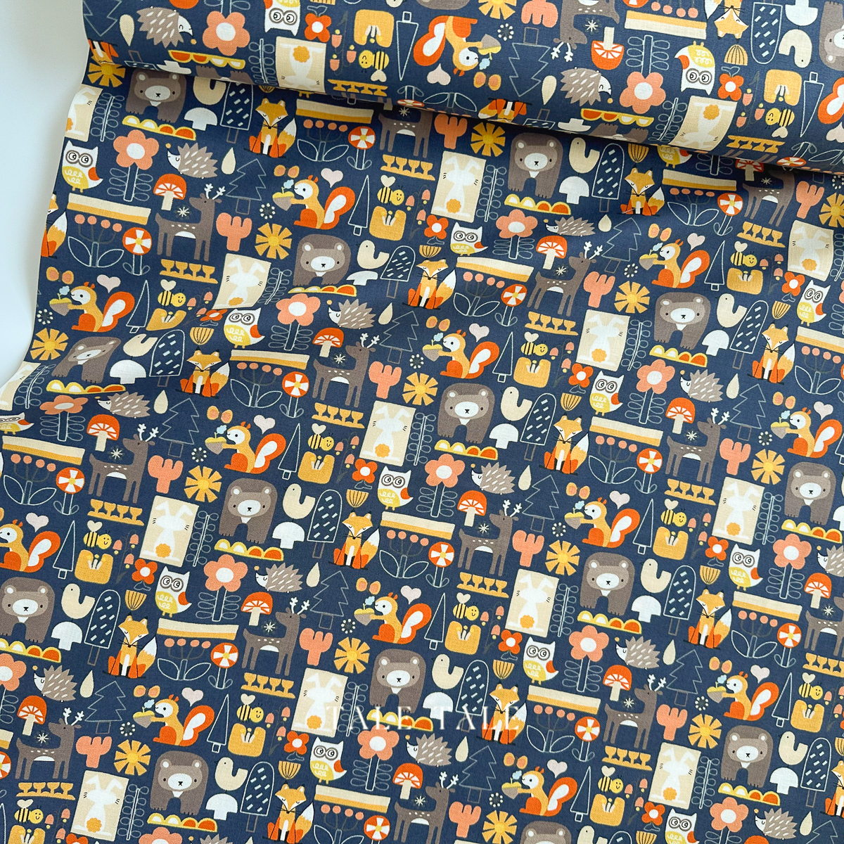 美國品牌棉布-可愛動物森林-藍-HO500-MO3-1