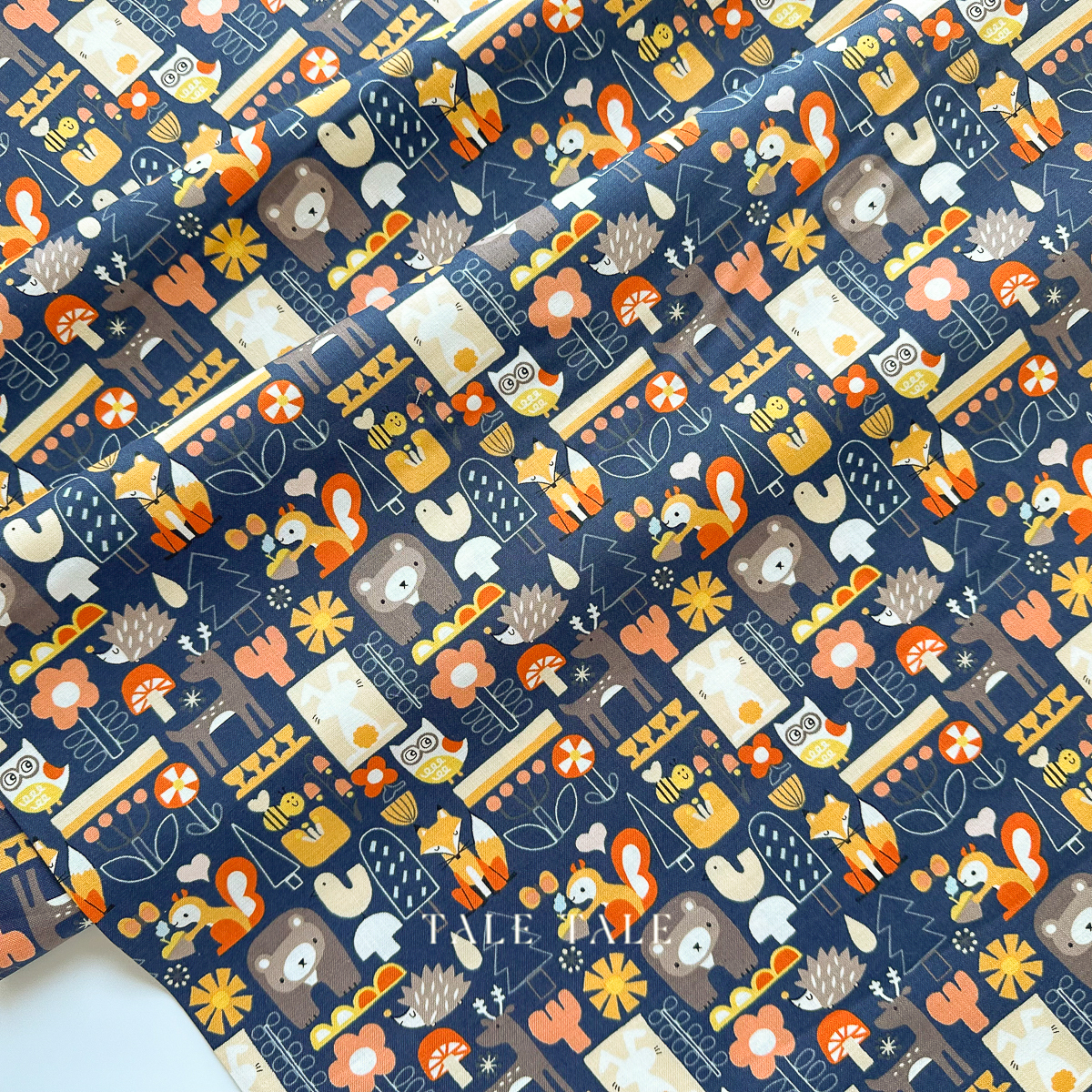 美國品牌棉布-可愛動物森林-藍-HO500-MO3-3