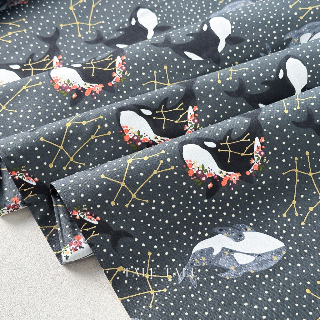 美國品牌棉布-虎鯨的星空序曲-黑-CC400-MI2M-$210半碼-3