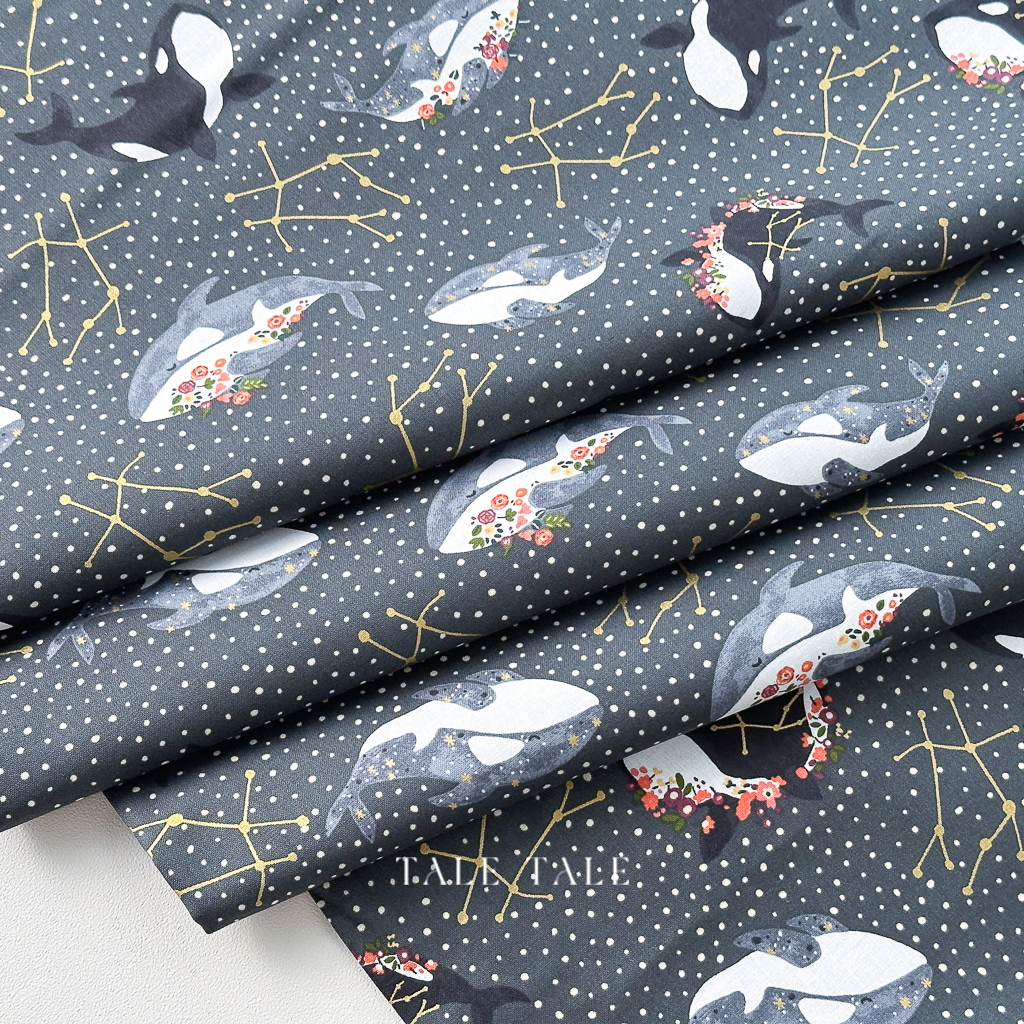 美國品牌棉布-虎鯨的星空序曲-黑-CC400-MI2M-$210半碼-4