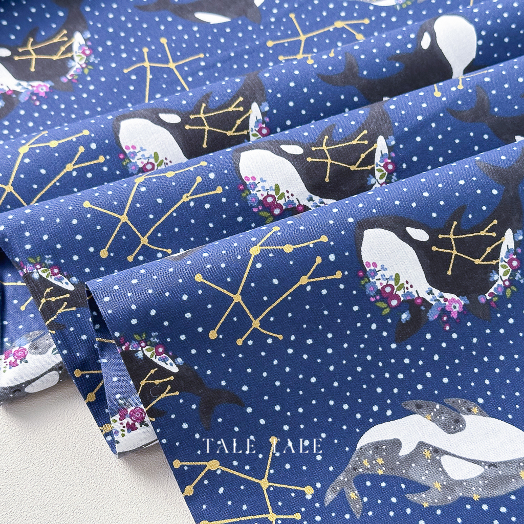 美國品牌棉布-虎鯨的星空序曲-深藍-CC400-PR3M-$210半碼-3