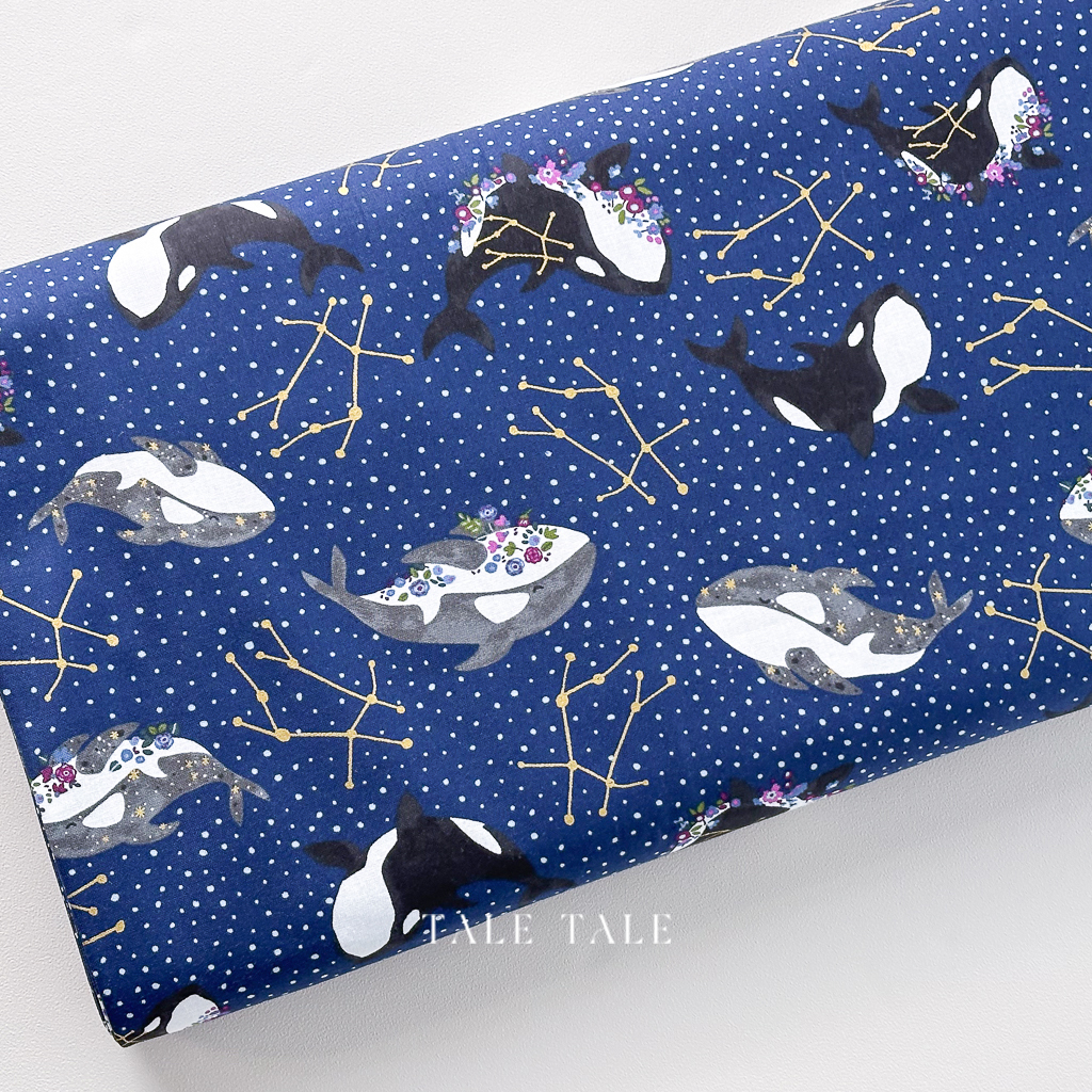 美國品牌棉布-虎鯨的星空序曲-深藍-CC400-PR3M-$210半碼-1
