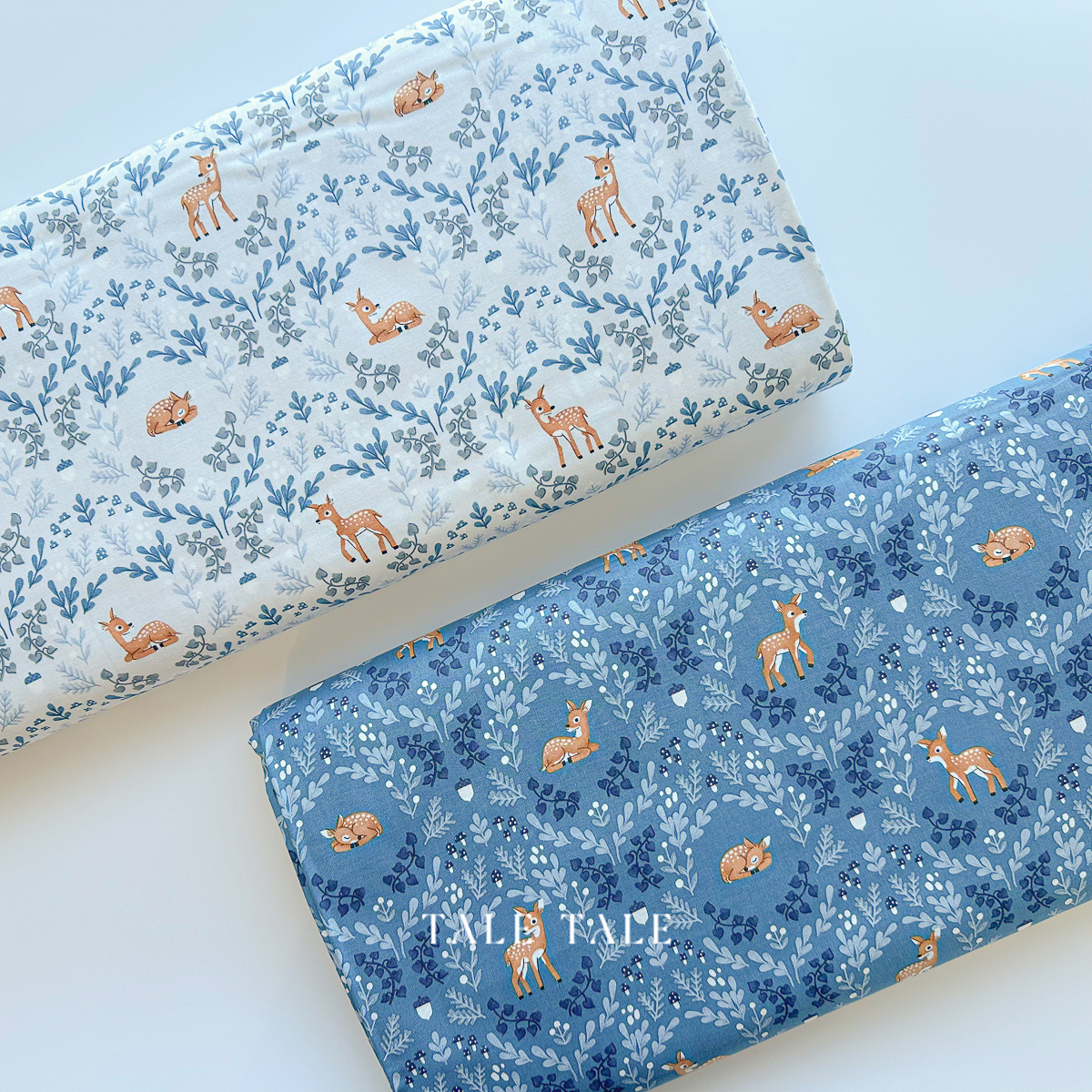 美國品牌棉布-小鹿花藤-冰藍_深藍-DM-4