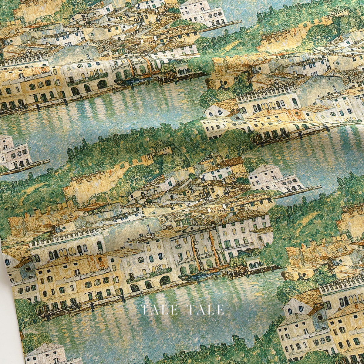 美國品牌燙金布-湖邊小鎮-SRKM-18656-73-$200半碼-2