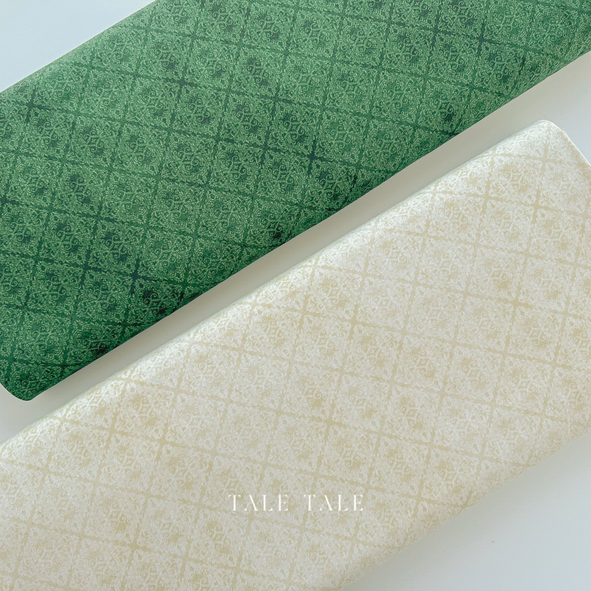 美國品牌棉布-陳舊菱紋-綠_米-DM-1