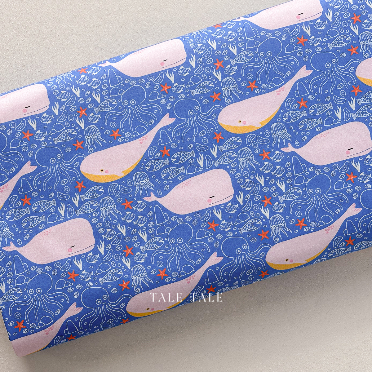 美國品牌棉布-幸運粉鯨-120-21927-$200半碼-9