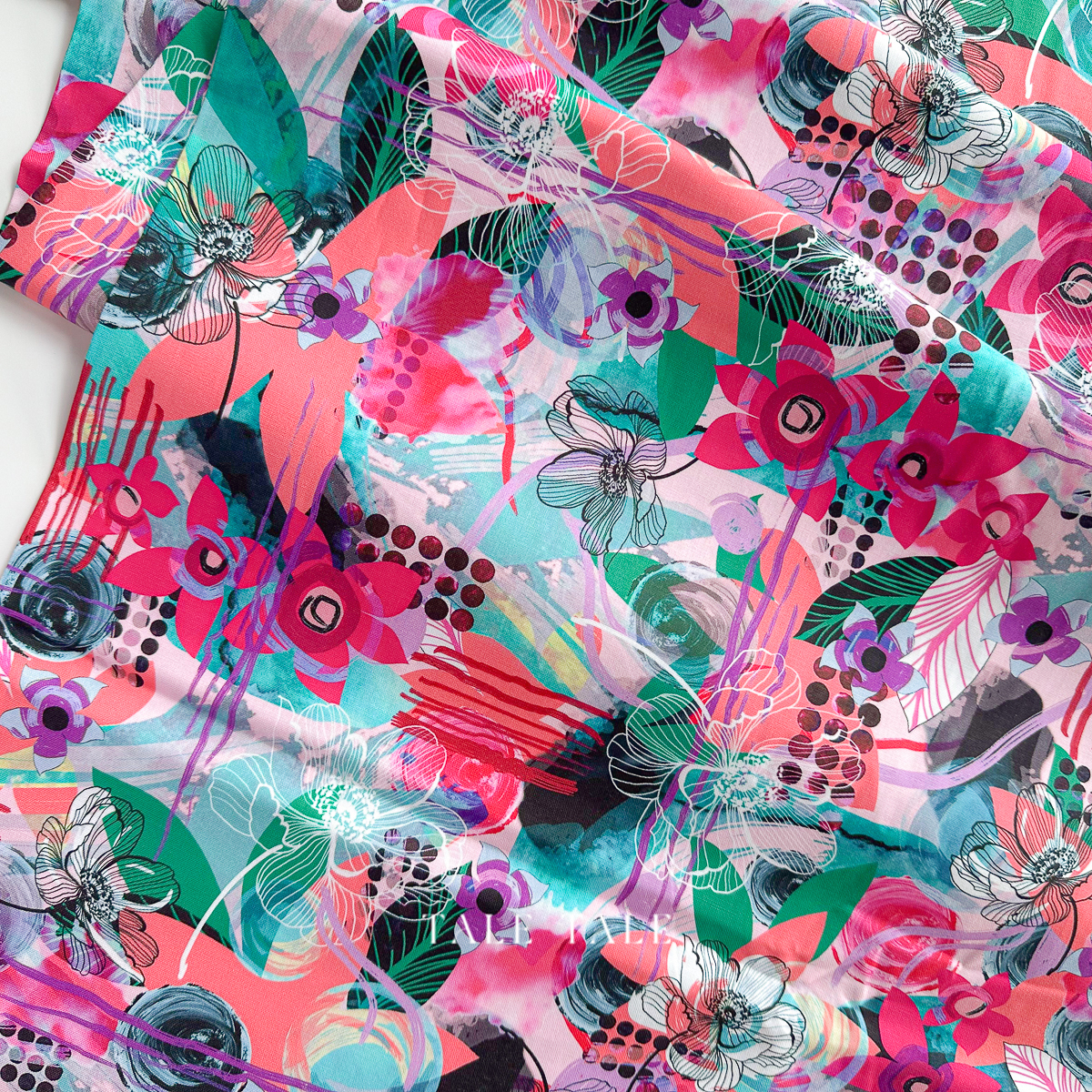 美國品牌棉布-藝術癲狂-綠粉-SRKD-22686-111-3