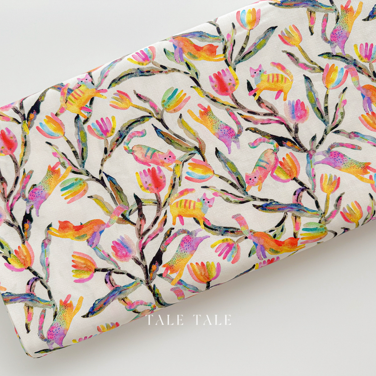 美國品牌棉布-戲花貓貓-米-ANAD-23287-84-3