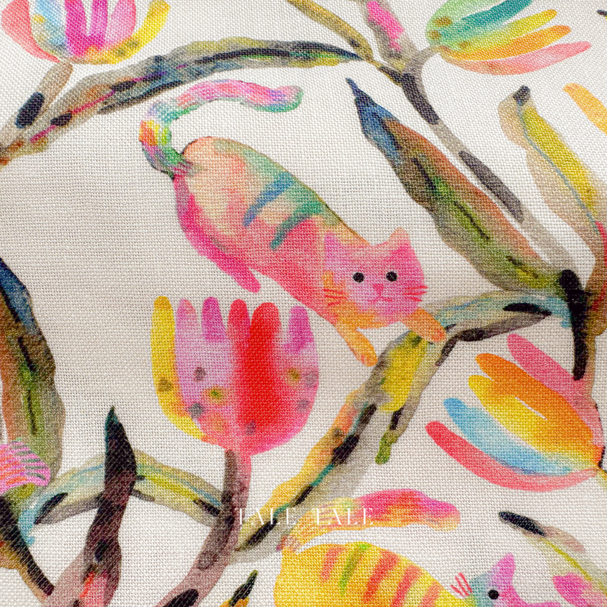 美國品牌棉布-戲花貓貓-米-ANAD-23287-84-6