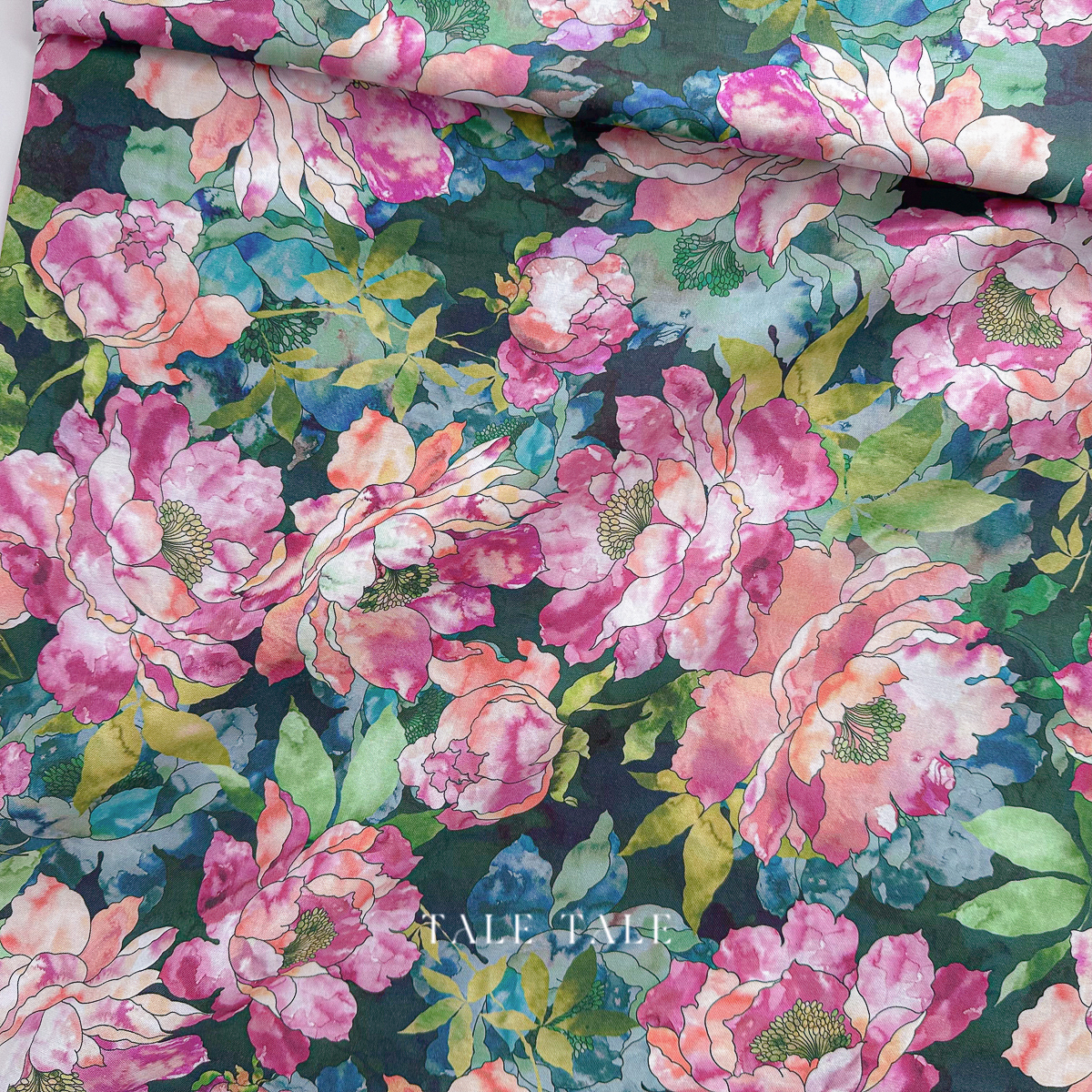 美國品牌棉布-貝拉莫花-橘綠-SRKD-23075-345-6