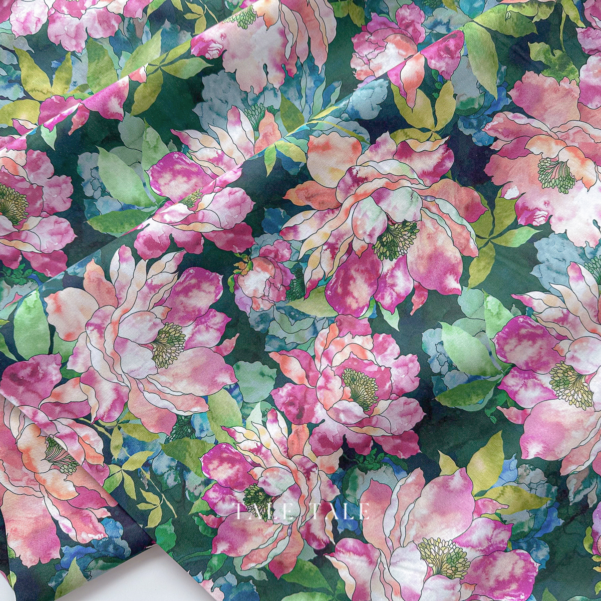 美國品牌棉布-貝拉莫花-橘綠-SRKD-23075-345-1