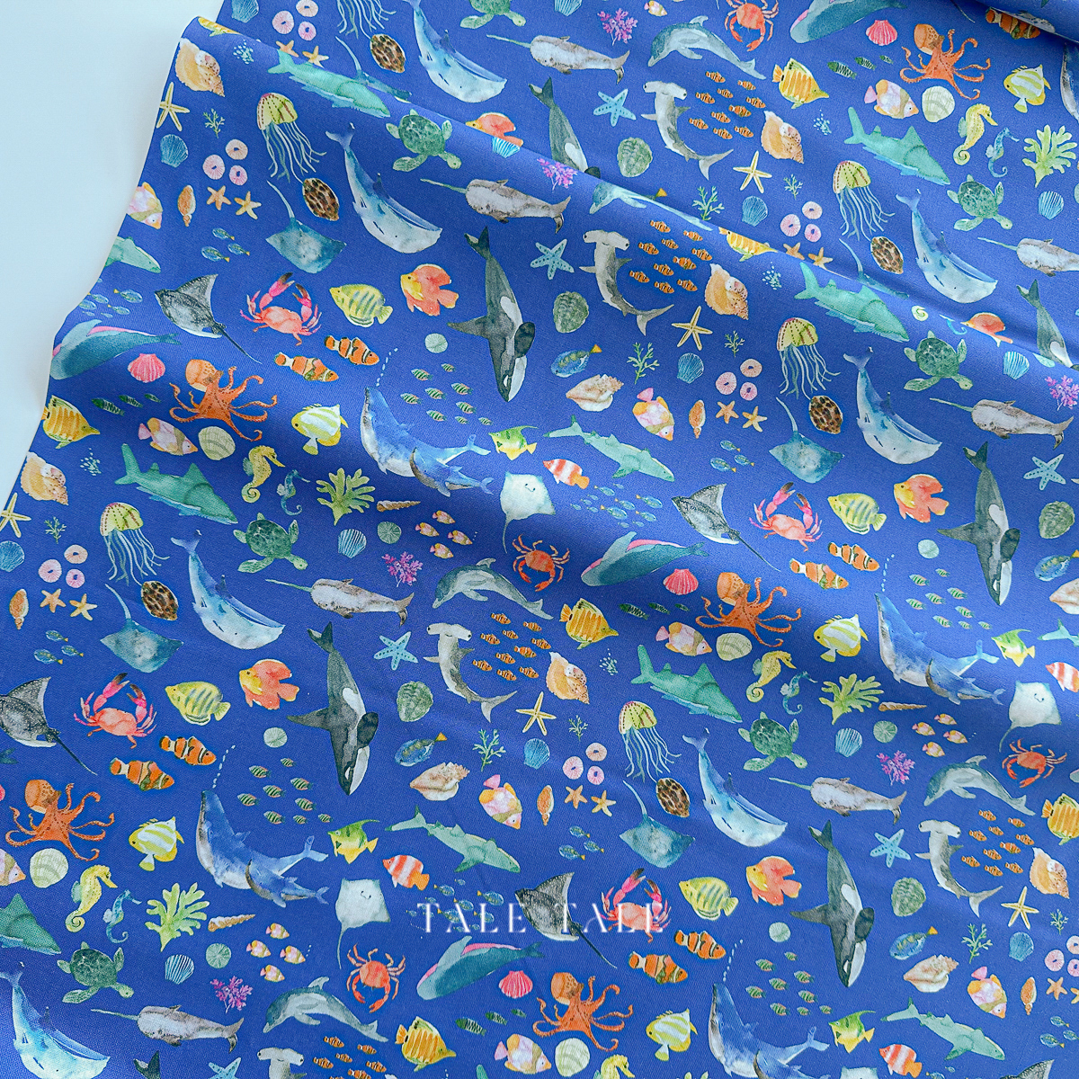 英國品牌棉布-海底遨遊-藍-WB047-3