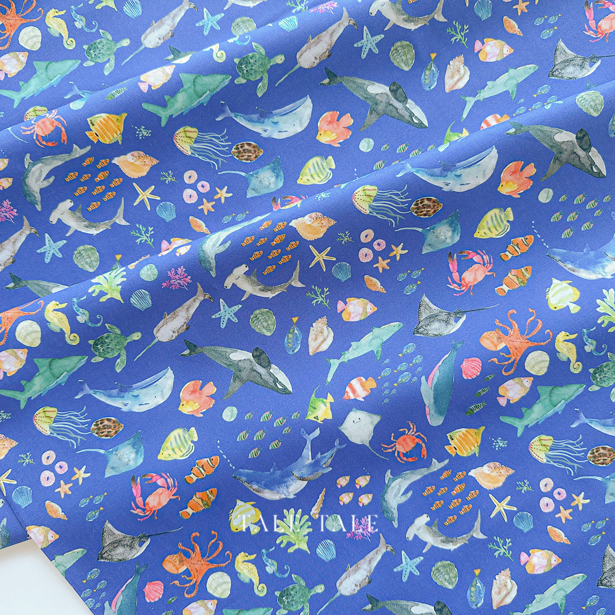 英國品牌棉布-海底遨遊-藍-WB047-7