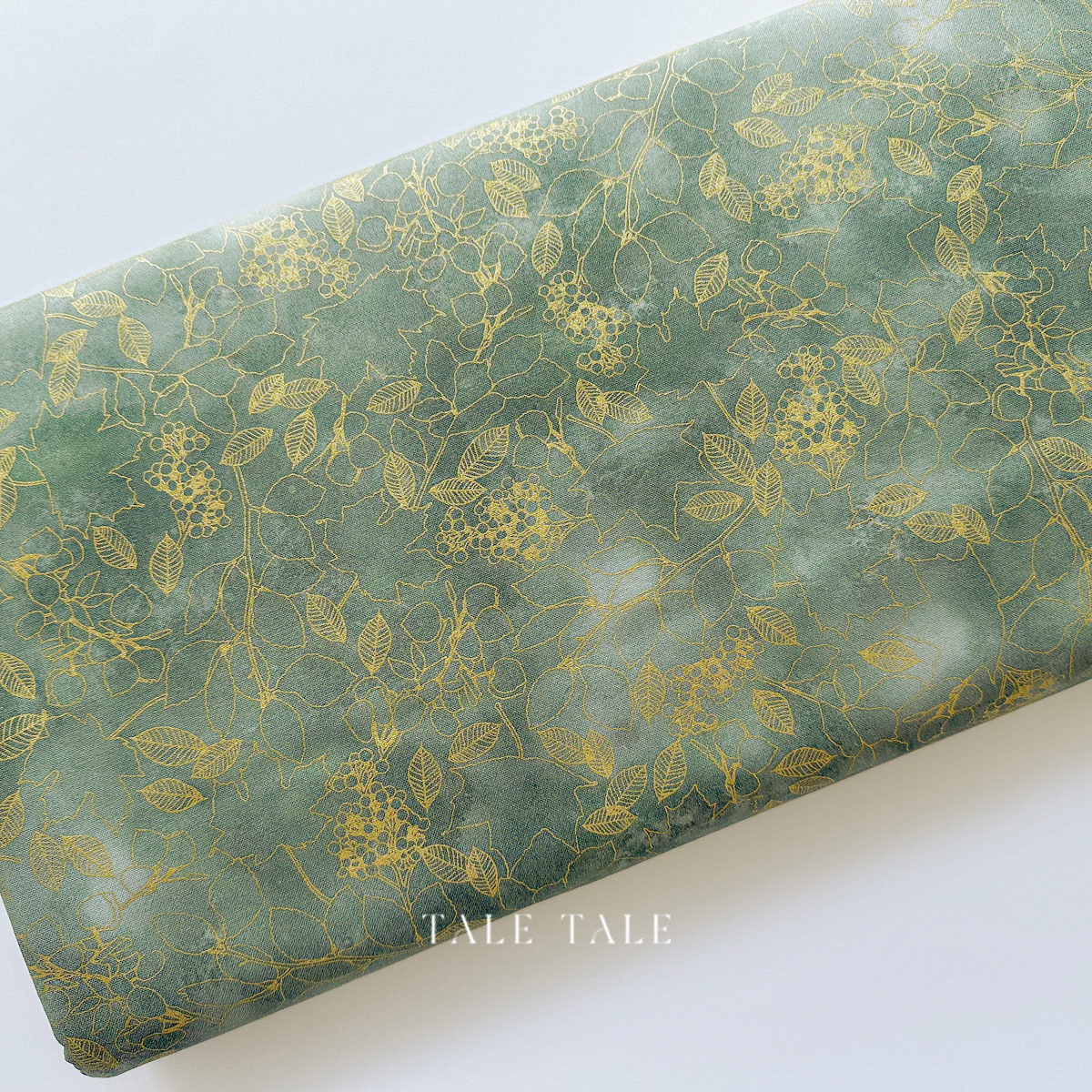 美國品牌燙金布-金線葉-綠-AWHDM-22967-385-1