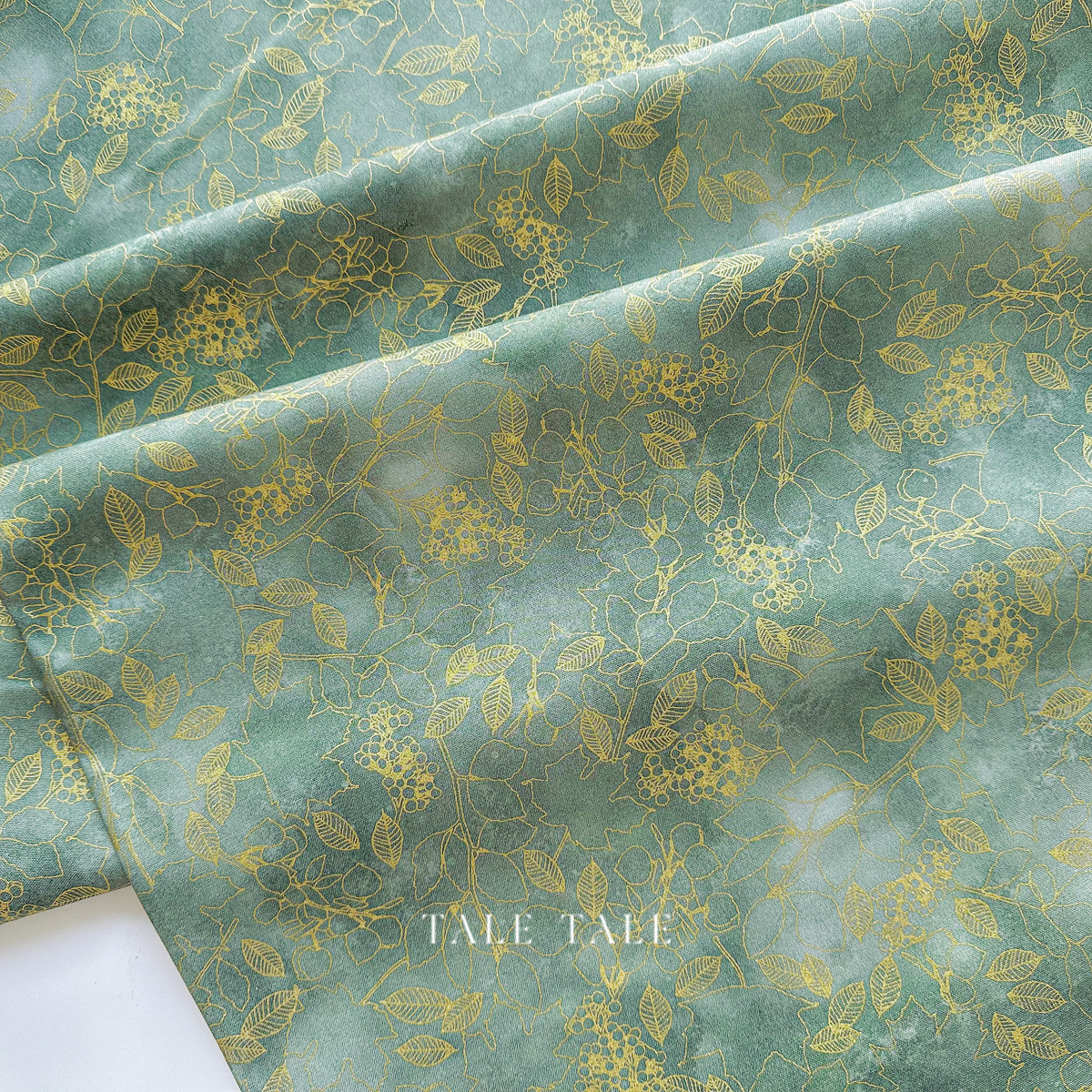美國品牌燙金布-金線葉-綠-AWHDM-22967-385-3
