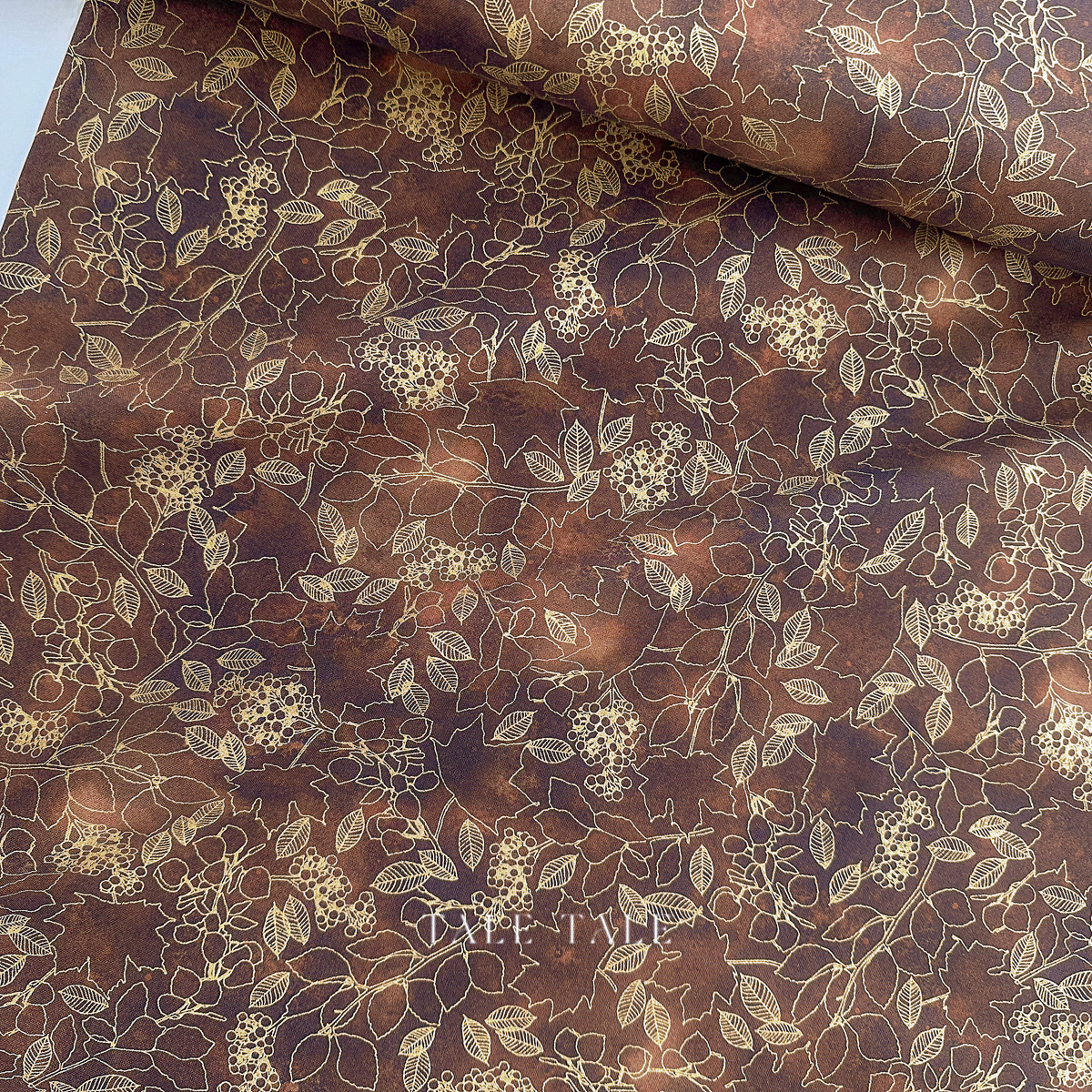 美國品牌燙金布-金線葉-咖-AWHDM-22967-323-6