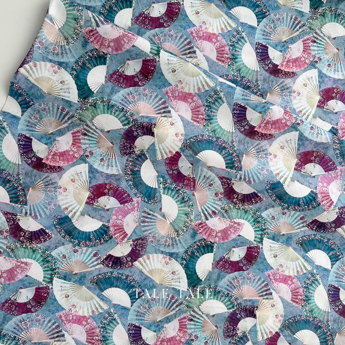 美國品牌棉布-古典舞扇-藍-SRKD-23270-279-2