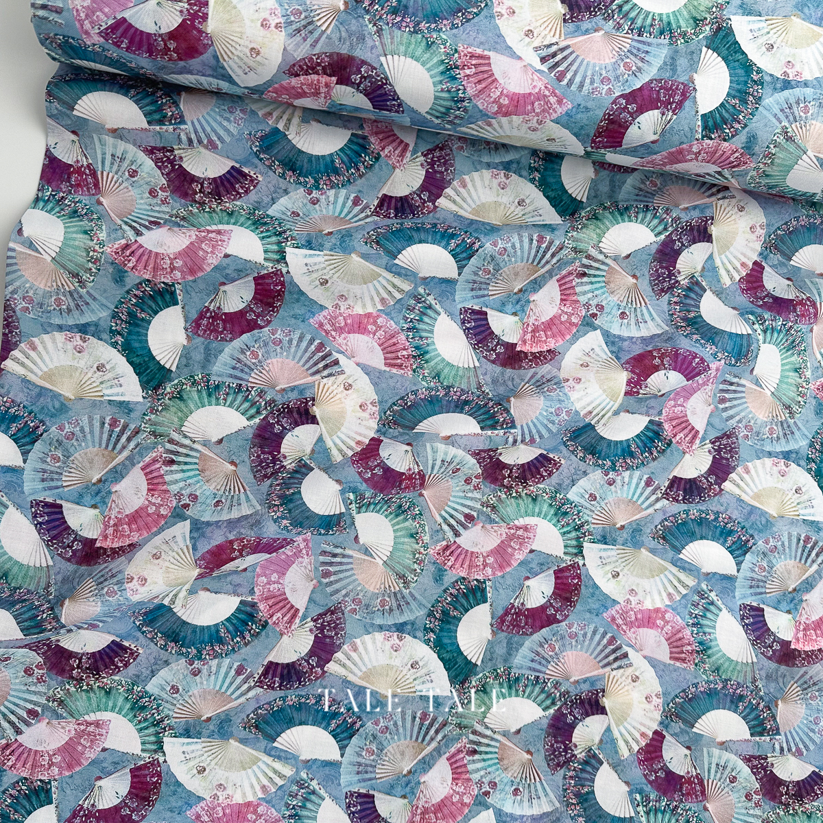 美國品牌棉布-古典舞扇-藍-SRKD-23270-279-5