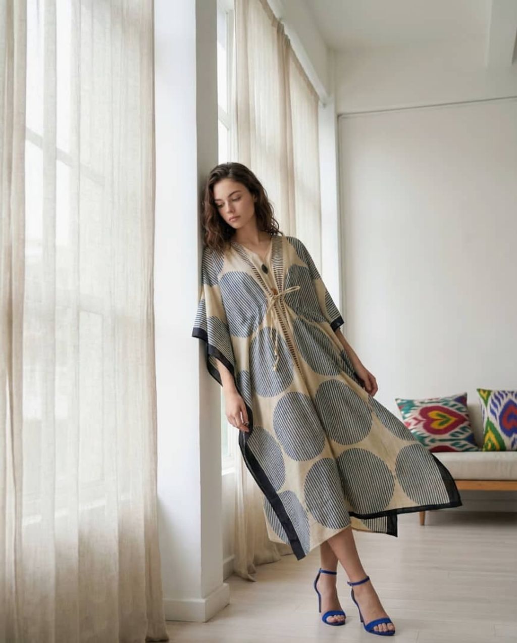 Kaftan CK Beige-Blue Geo 3