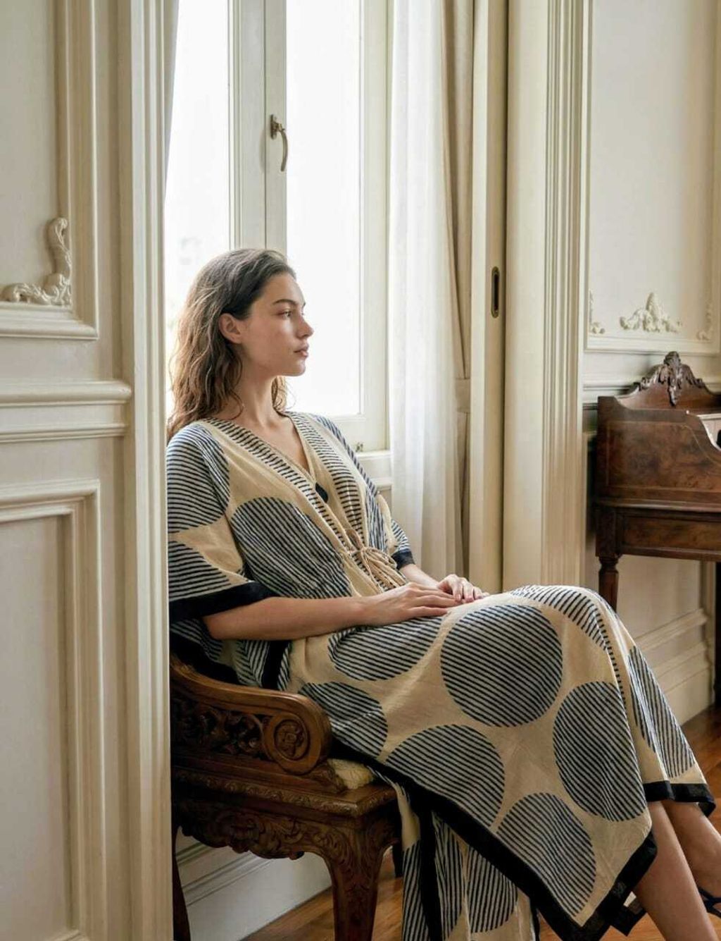 Kaftan CK Beige-Blue Geo 7