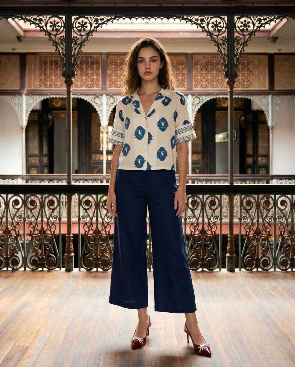 Shirt White Blue Ikat 6