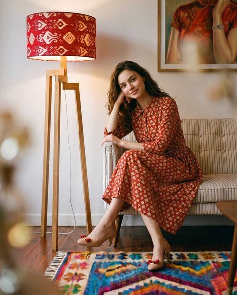Ikat print red-beige 6