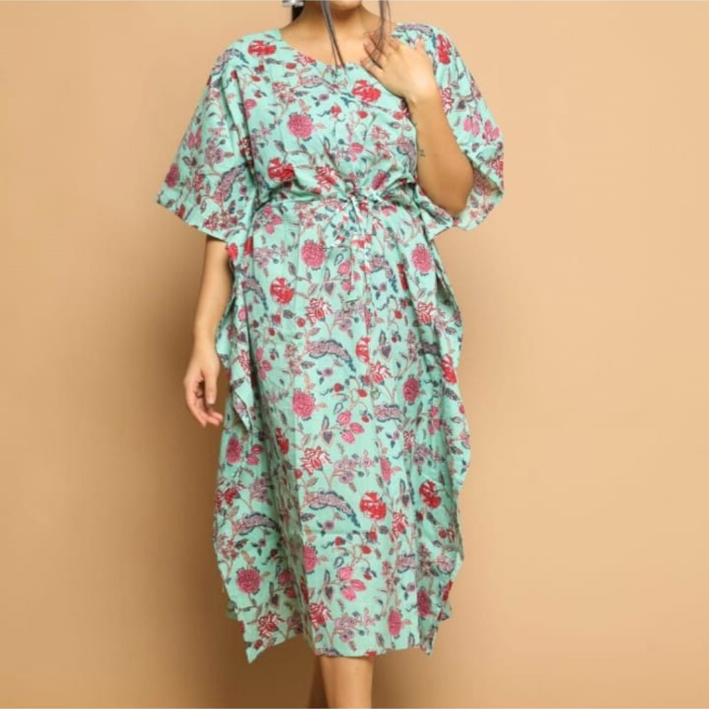 Kaf Floral Green Base Red Floral