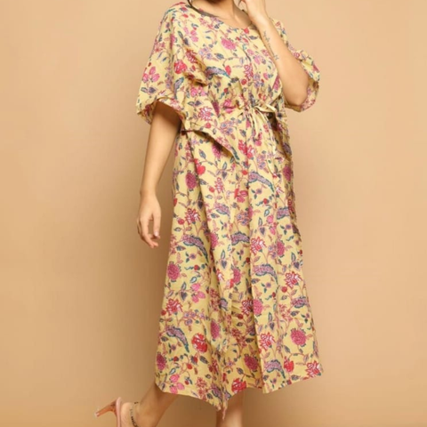 Kaf Floral Beige Base Red Floral