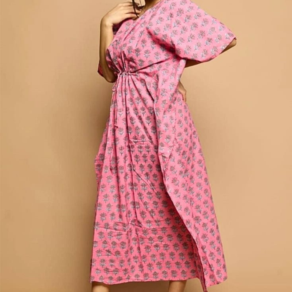 Kaf Floral Pink Base Blue Floral