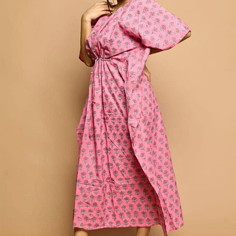 Kaf Floral Pink Base Blue Floral