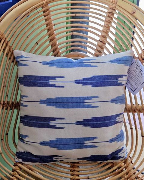 CC ikat chevron beige blue 45 2
