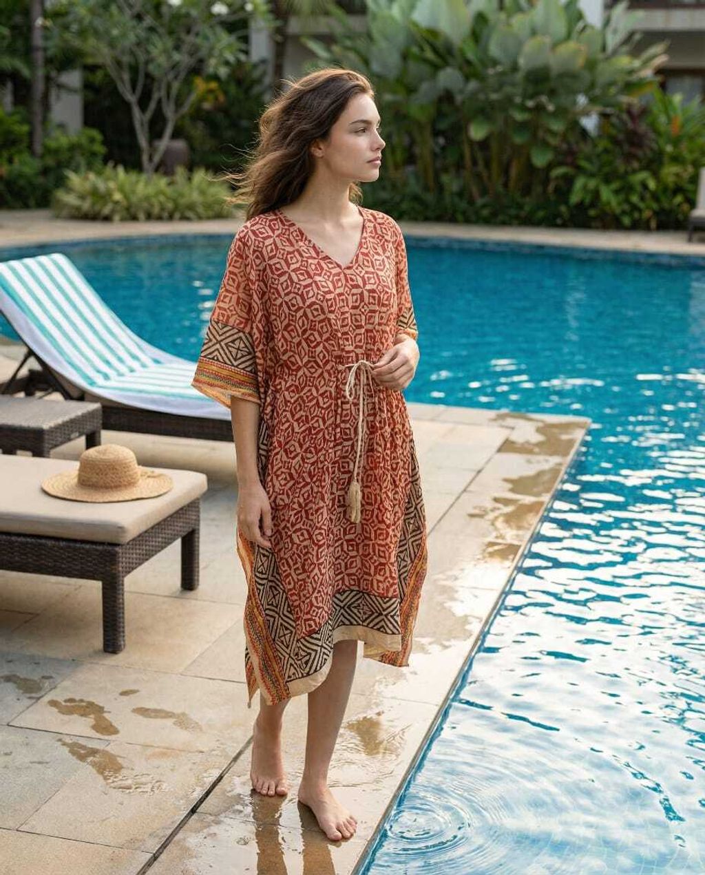 Kaftan Red-Beige Geo 2