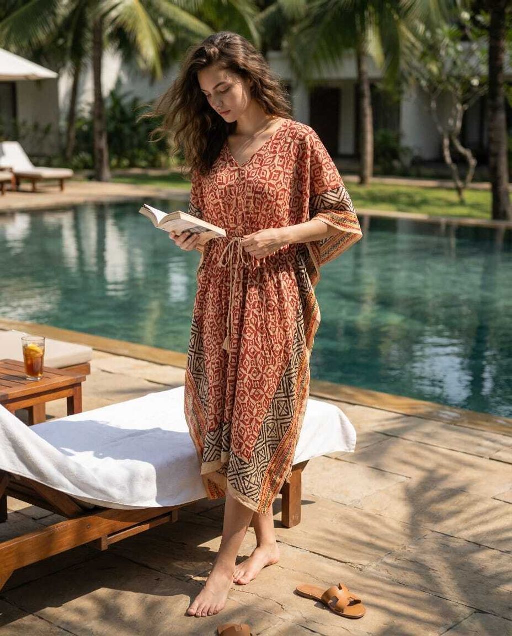 Kaftan Red-Beige Geo 1