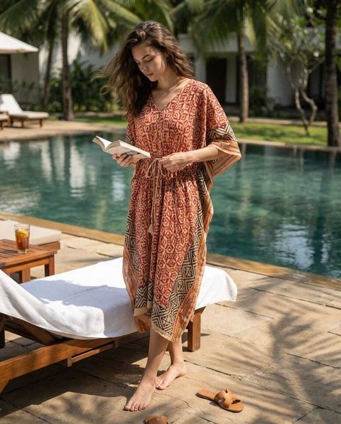 Kaftan Red-Beige Geo 1