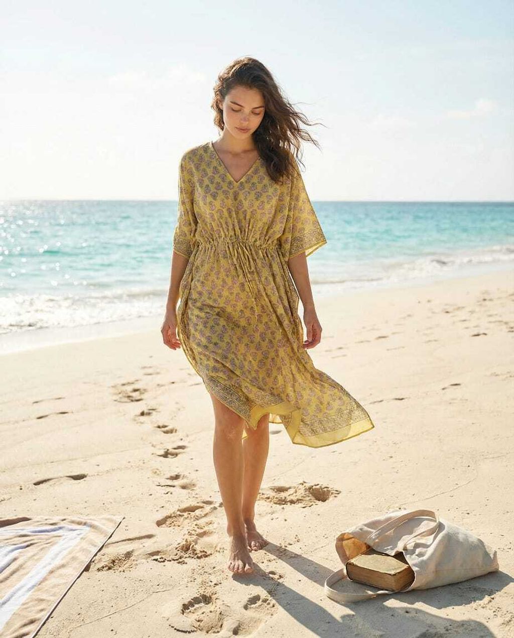 Kaftan Lime Green Floral 1