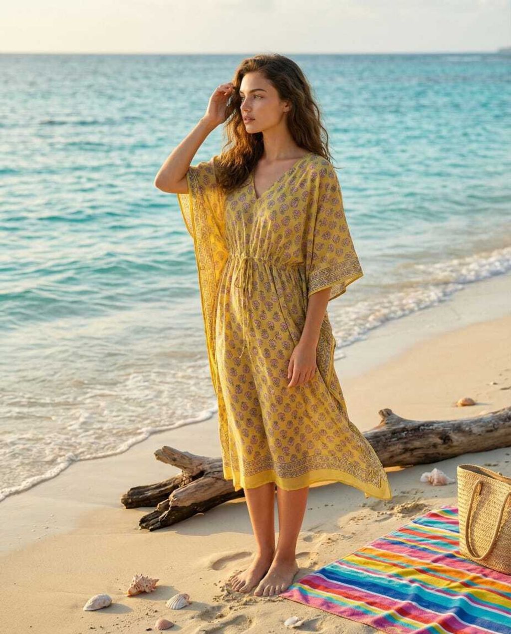 Kaftan Lime Green Floral 2