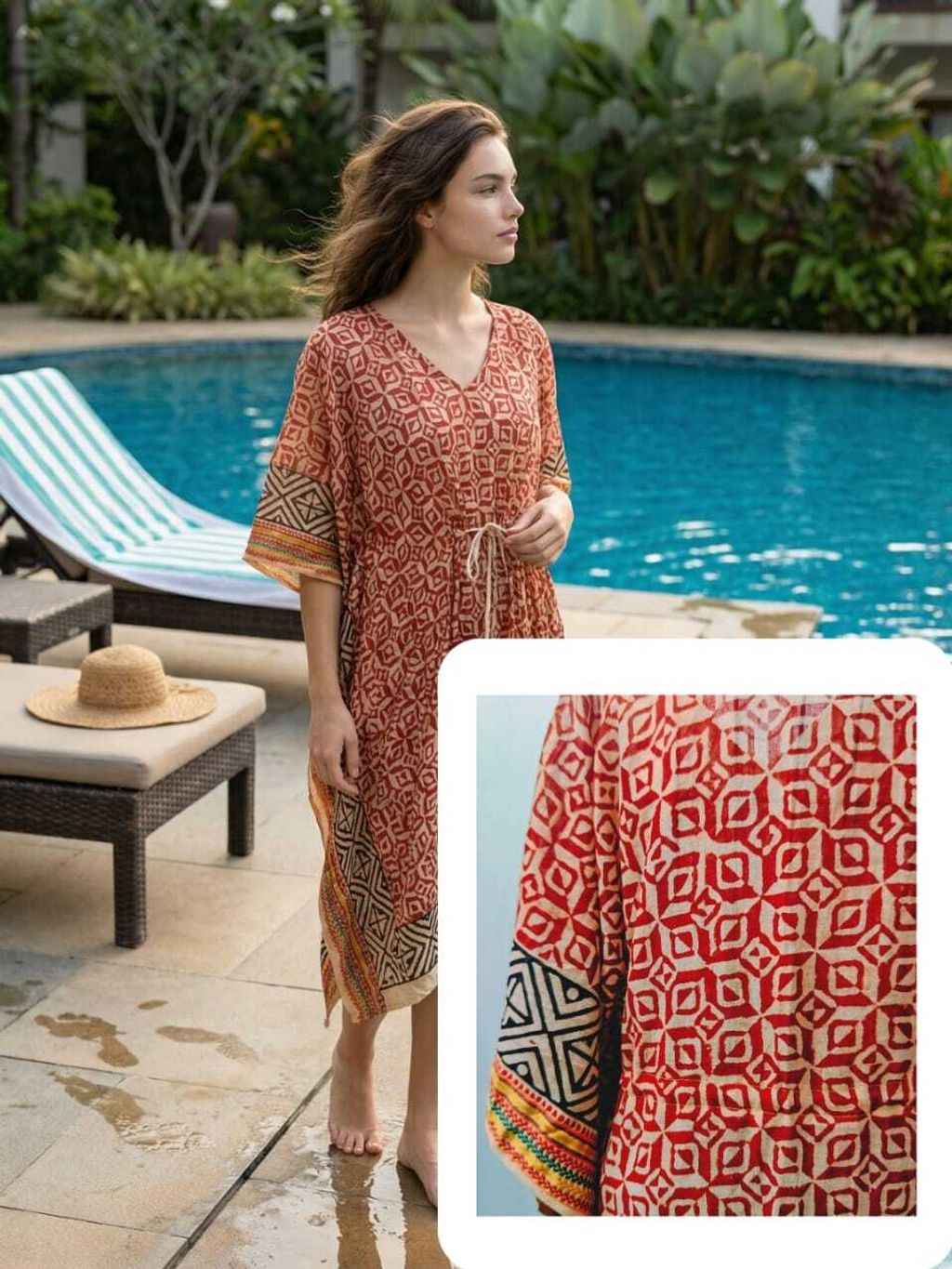 Kaftan Red-Beige Geo 3