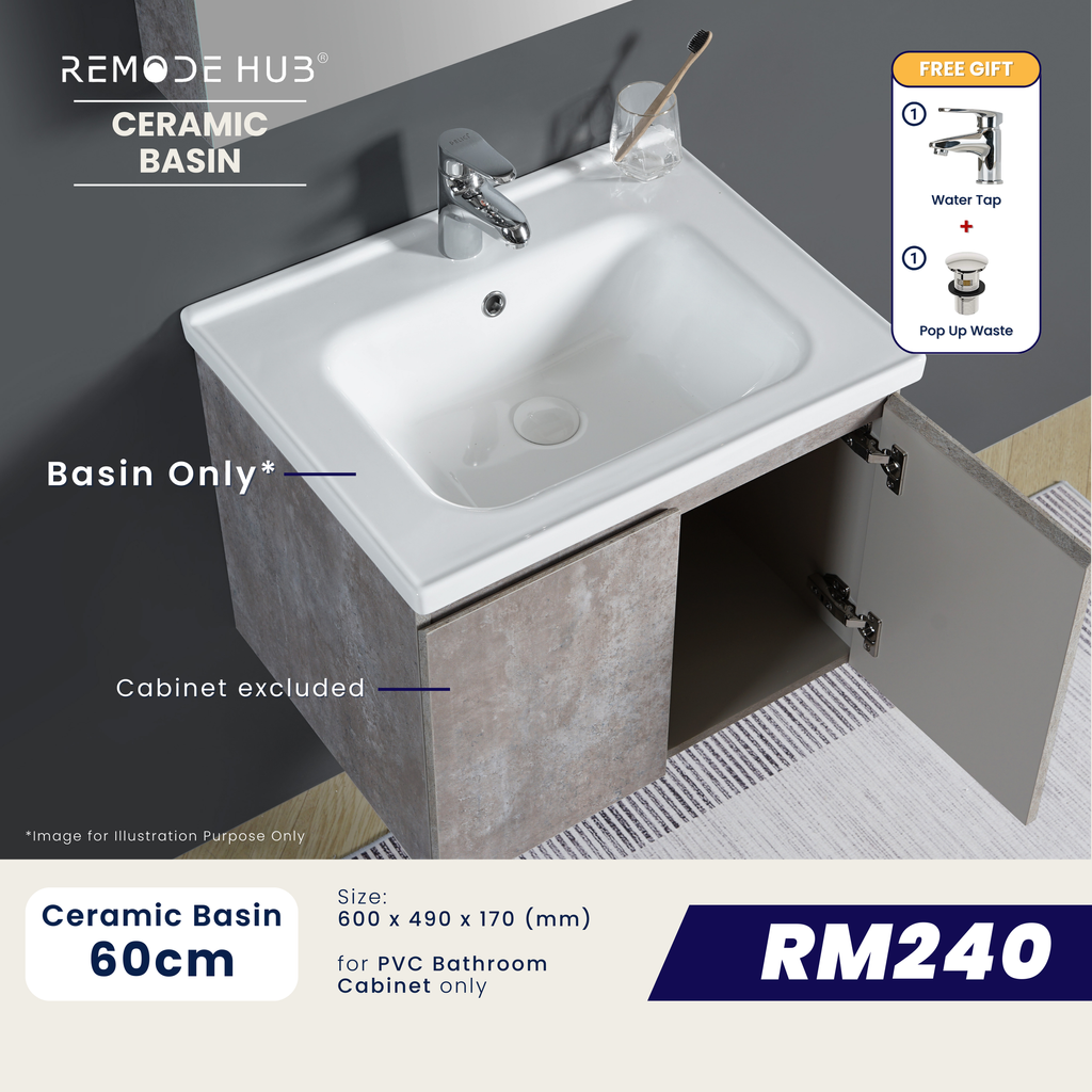 Ceramic Basin (60cm) - PVC Cabinet