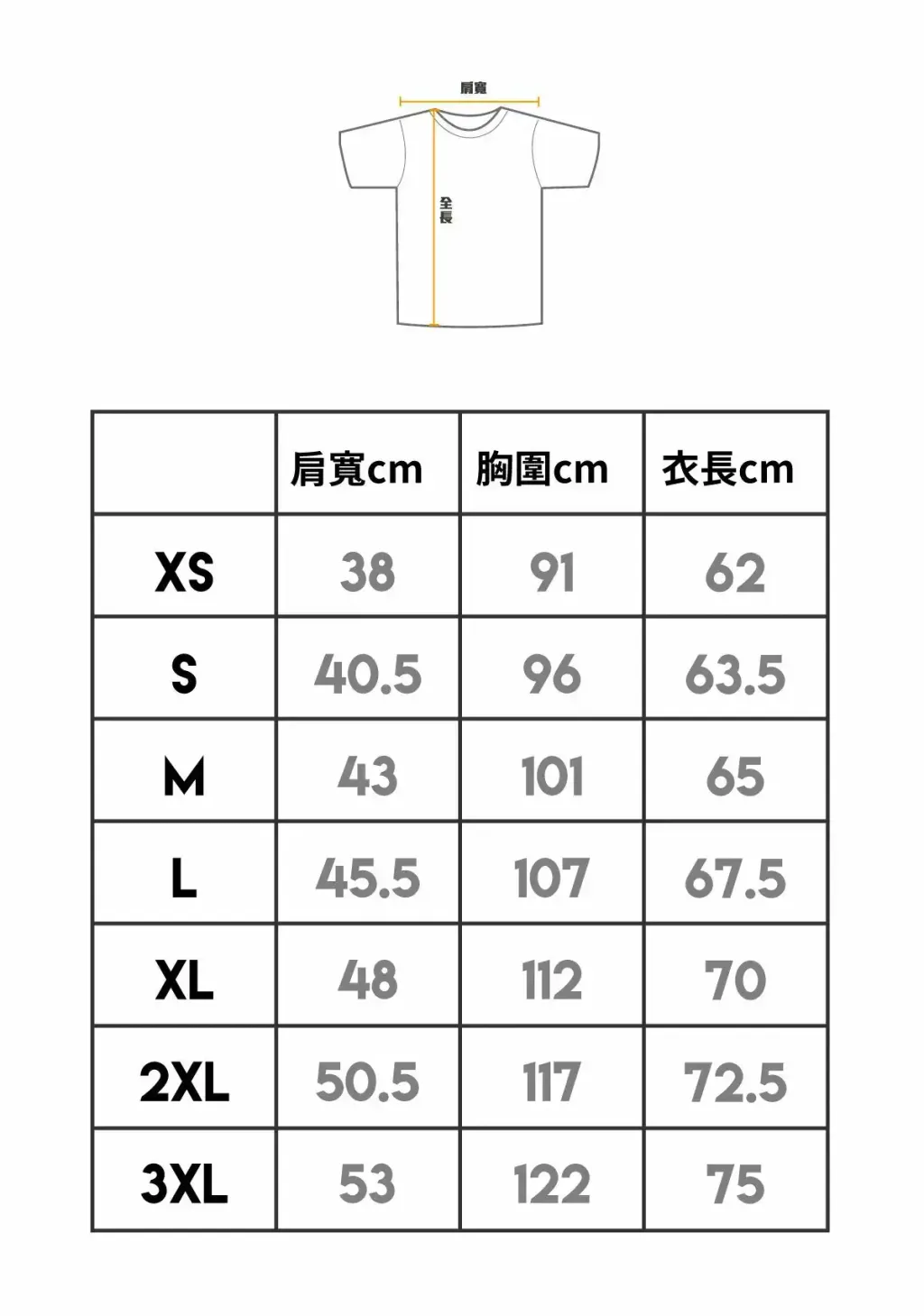 尺寸表