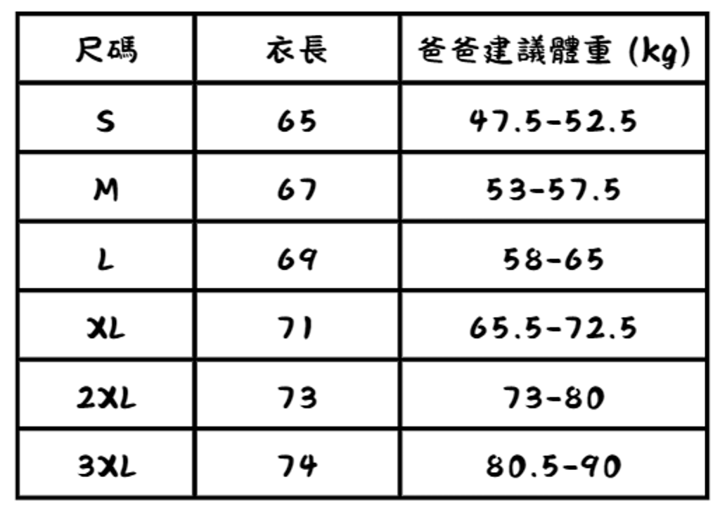 爸爸尺寸