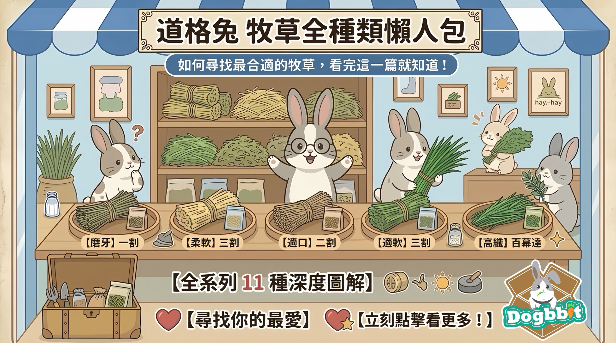 【兔兔牧草種類全指南】提摩西草、苜蓿草、果園草、甜燕麥草、百慕達草，一割二割差異為何？幼兔/成兔怎麼吃？這篇文章完整告訴你！