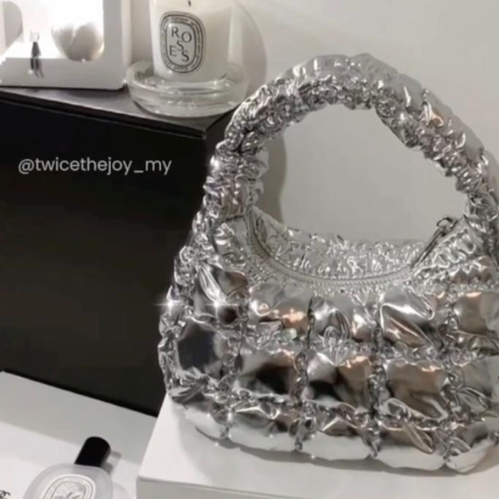 Mini Silver Fluffy Bag