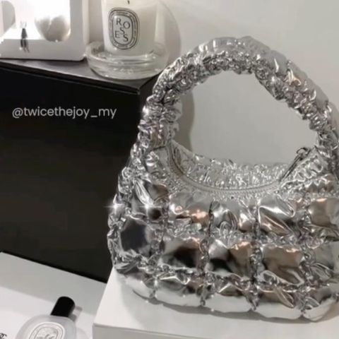 Mini Silver Fluffy Bag