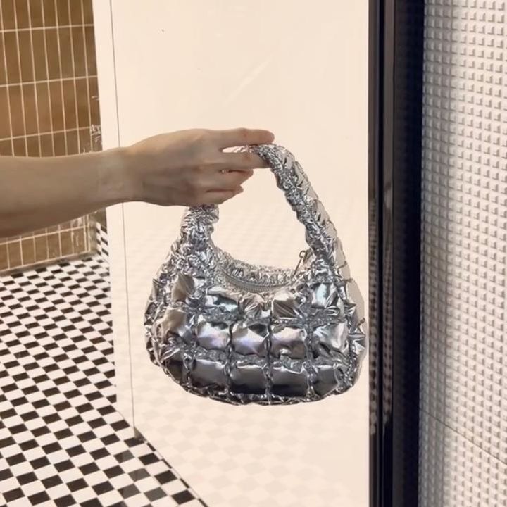 Mini Silver Fluffy Bag