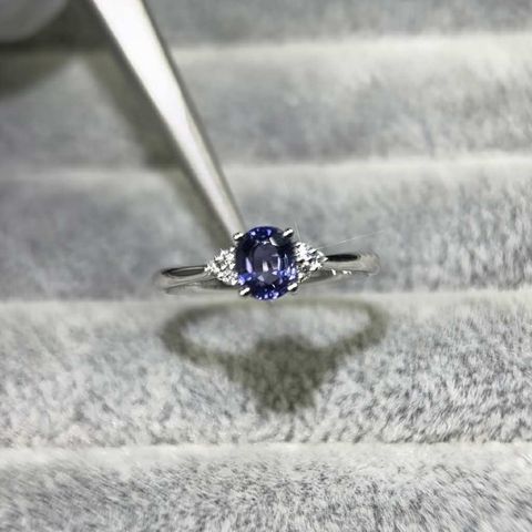 天然無燒斯里蘭卡紫羅蘭藍寶石戒指